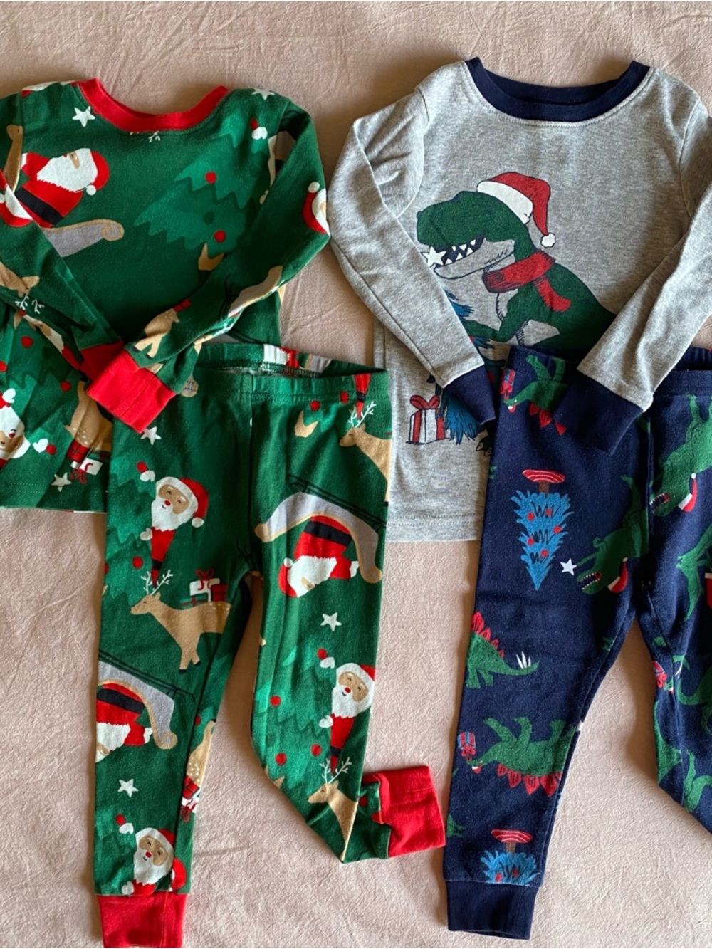 Pair of Carter's Toddler Boy Christmas Holiday Two Piece Pajama Sets. 2T